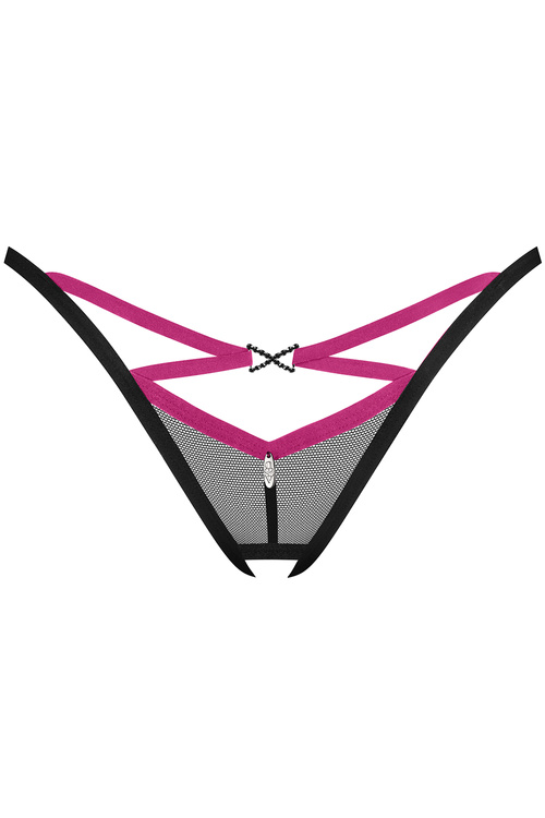 Obsessive Novenes crotchless thong Majtki stringi otwarte, black
