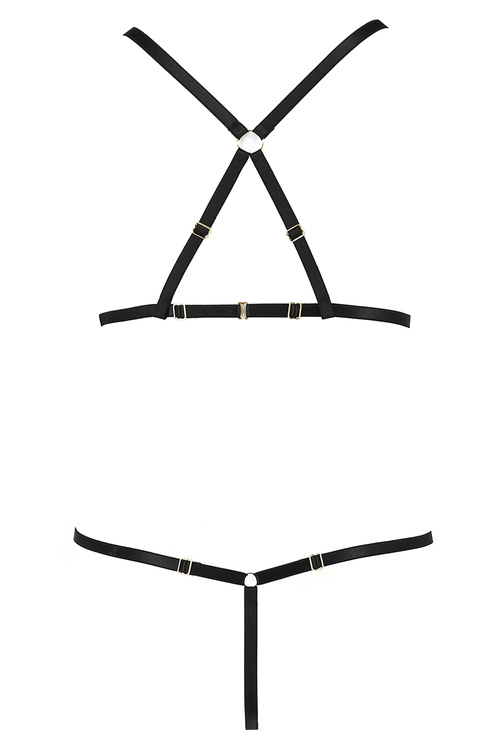 Passion Armanda set Nocna komplet biustonosz + stringi, black