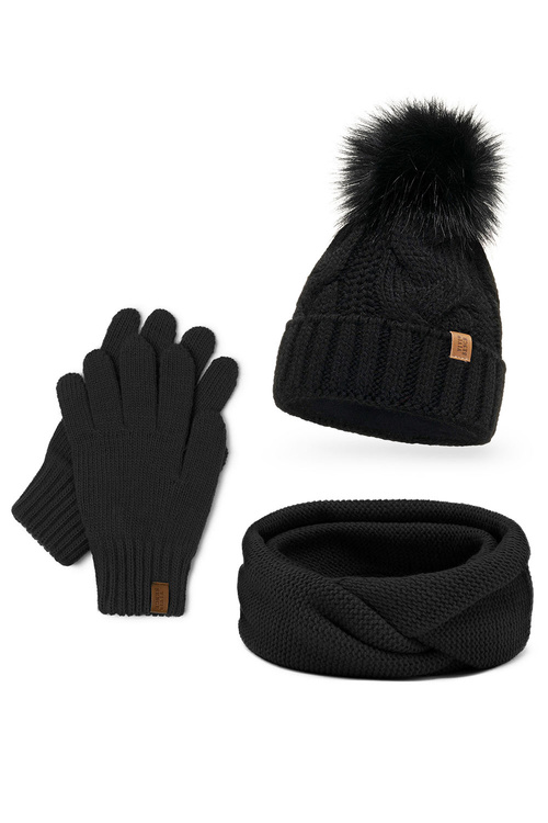 Vivisence 7014 Kmpl+R Komplet czapka+komin+rękawiczki, czarny