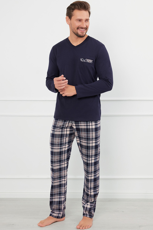 Italian Fashion Edwin dł.r. dł.sp. Nocna piżama, granat/druk