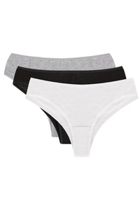 Vivisence 4018 3-pack Majtki brazyliany, czarny/biały/szary