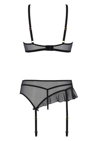 Casmir Kitasana set Nocna komplet biustonosz + stringi + pas do pończoch, black