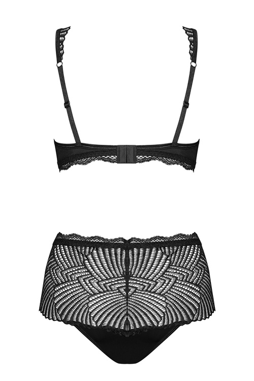 Obsessive Klarita 2-pcs set Nocna komplet biustonosz + figi, czarny