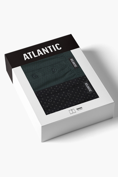 Atlantic 2MBX-059 2-pak Majtki bokserki, czarny/szmaragdowy