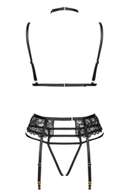 Beauty Night Noemi set BN6700 Нічна комплект: бюстгальтер + стрінги + пояс для панчіх, чорний