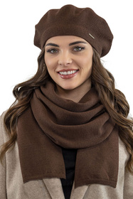 Vivisence 7005Kmpl Komplet beret+szalik, brązowy