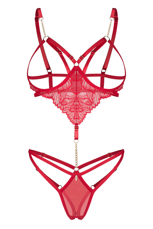 Obsessive Matildea crotchless teddy Body sexy, czerwony