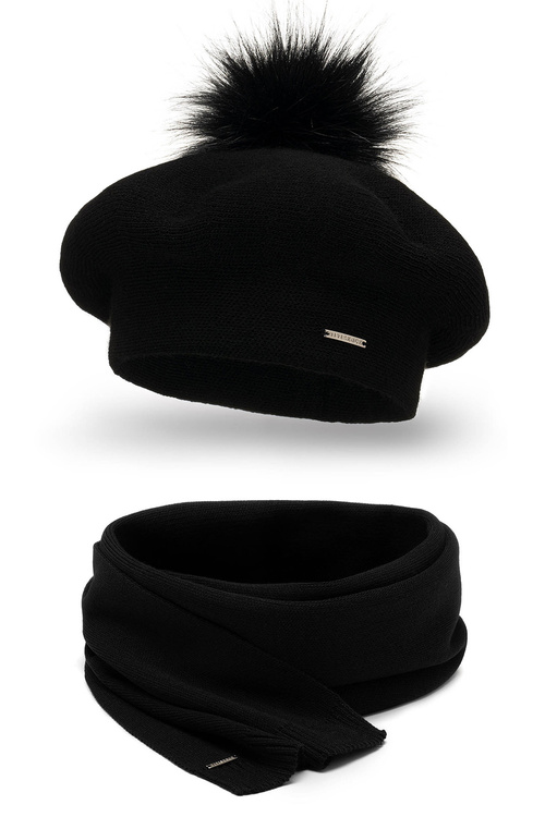 Vivisence 7035Kmpl Komplet beret+szalik, czarny