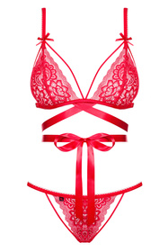 Obsessive Lovlea set Nocna komplet biustonosz + figi, czerwony