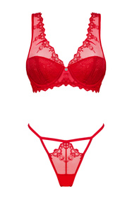 Obsessive Lonesia set Nocna komplet biustonosz + figi, czerwony