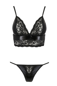 Passion Asuna set Nocna komplet biustonosz + stringi, black