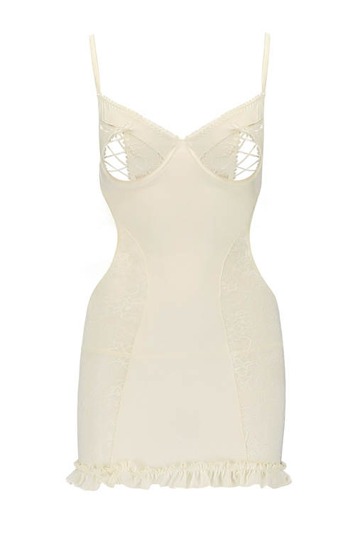 Avanua Bianca chemise Nocna komplet koszulka + stringi, ecru