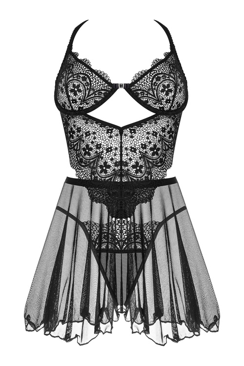 Beauty Night Dark Mirage chemise BN6744 Нічна комплект майка + стрінги, чорний