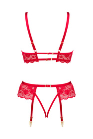 Beauty Night Rose set BN6696 Нічна комплект: бюстгальтер + стрінги + пояс для панчіх, червоний