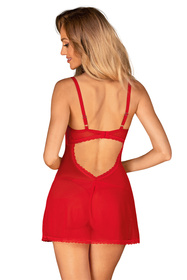 Obsessive Chilisa babydoll Nocna komplet koszulka + stringi, czerwony
