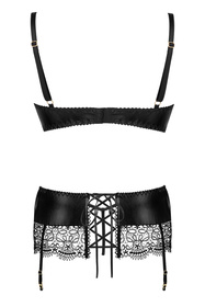 Beauty Night Adelia set BN6693 Нічна комплект: бюстгальтер + стрінги + пояс для панчіх, чорний
