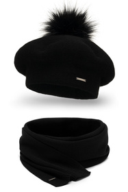 Vivisence 7035Kmpl Komplet beret+szalik, czarny