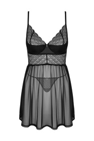 Obsessive Chemeris babydoll Nocna komplet koszulka + stringi, czarny