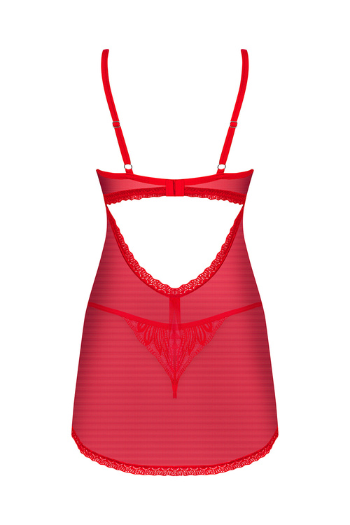 Obsessive Chilisa babydoll Nocna komplet koszulka + stringi, czerwony