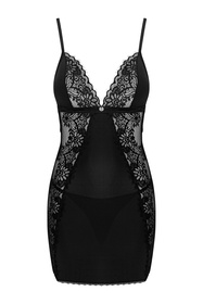 Obsessive Maderris chemise Nocna komplet koszulka + stringi, czarny