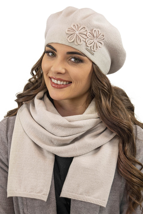 Vivisence 7007Kmpl Komplet beret+szalik, beżowy