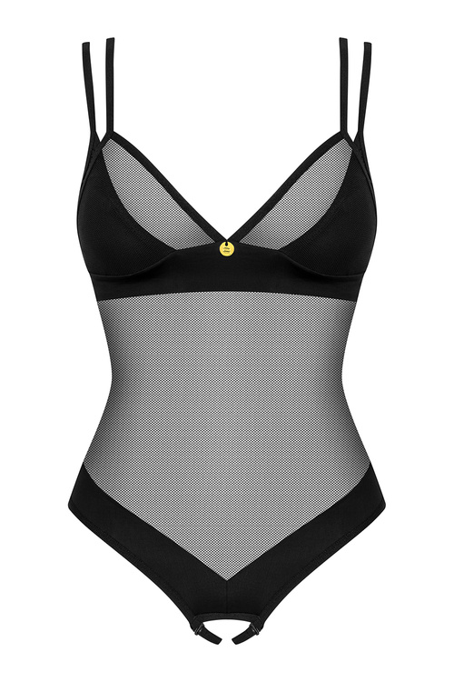 Obsessive Nesari crotchless teddy Body sexy, czarny