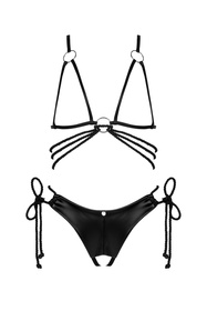 Obsessive Cordellis 2-pcs cupless set Nocna komplet półbiustonosz + stringi, czarny