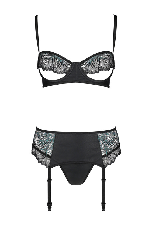 Passion Astrida set Nocna komplet biustonosz + stringi, black