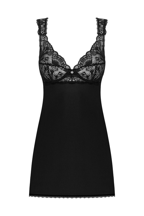 Obsessive Donna Dream babydoll Nocna komplet koszulka + stringi, czarny