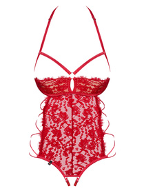 Obsessive Rediosa Teddy Body sexy, czerwony