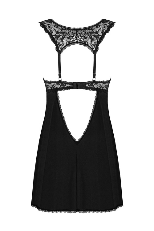 Obsessive Donna Dream babydoll Nocna komplet koszulka + stringi, czarny
