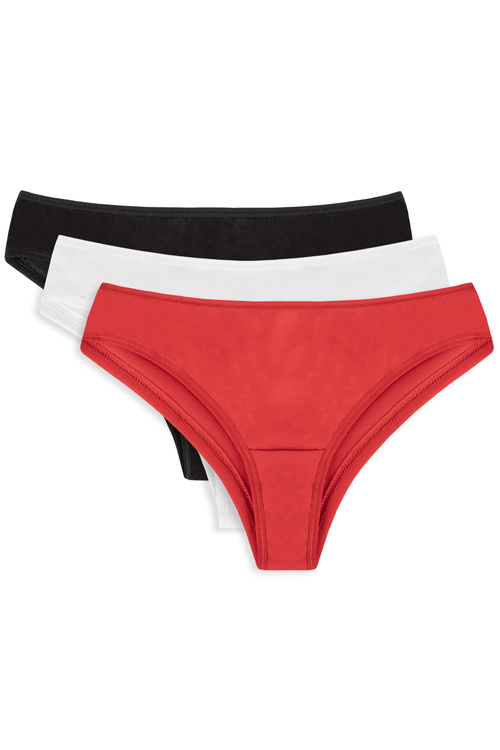 Vivisence 4018 3-pack Majtki brazyliany, czarny/biały/czerwony