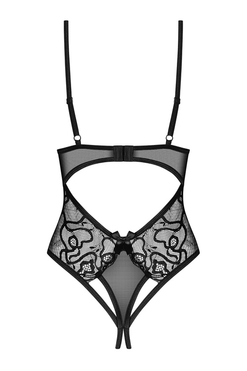 Obsessive Blomentis crotchless teddy Body sexy, czarny