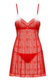 Obsessive Claussica Nocna komplet koszulka + stringi, red