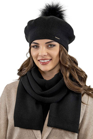 Vivisence 7035Kmpl Komplet beret+szalik, czarny