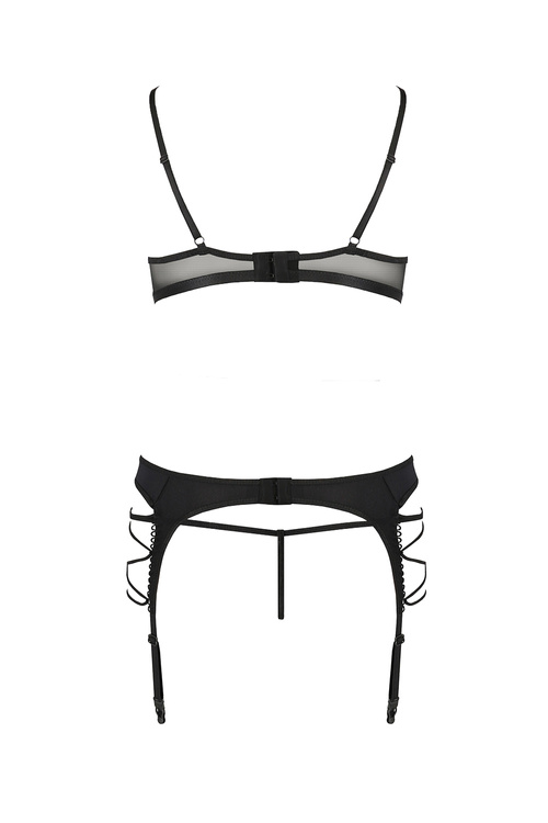 Avanua Quella set Nocna komplet biustonosz + stringi + pas do pończoch, black