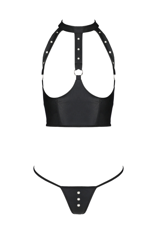 Passion Genevia set Nocna komplet półbiustonosz + stringi, black
