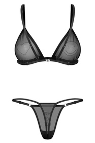 Obsessive Wet Me 2-pcs set Nocna komplet top + stringi, black