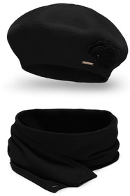 Vivisence 7036Kmpl Komplet beret+szalik, czarny