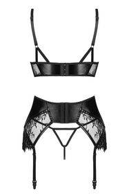 Beauty Night Leonela set BN6739 Нічна комплект: бюстгальтер + стрінги + пояс для панчіх, чорний