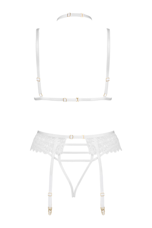 Beauty Night Noemi set BN6724 Нічна комплект: бюстгальтер + стрінги + пояс для панчіх, білий