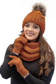 Vivisence 7014 Kmpl+R Komplet czapka+komin+rękawiczki, pomarańczowy