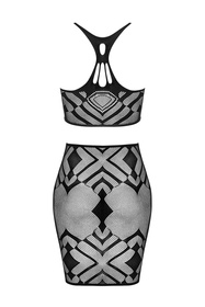 Obsessive K101 top & skirt Nocna komplet top + spódnica, czarny