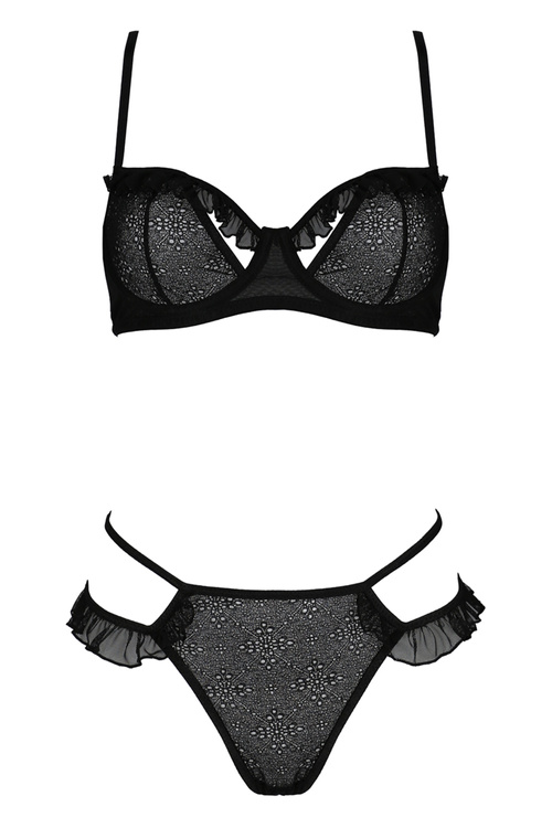 Avanua Odrevia set Nocna komplet biustonosz + stringi, black
