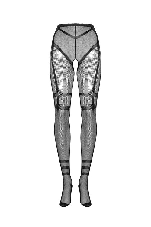 Obsessive Crotchless Tights S123 Wyrób pończoszniczy rajstopy, czarny