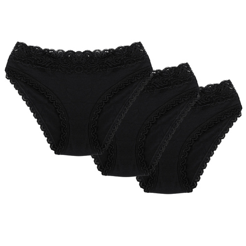 Wol-Bar Soft Lovely 3-pak Majtki figi, czarny