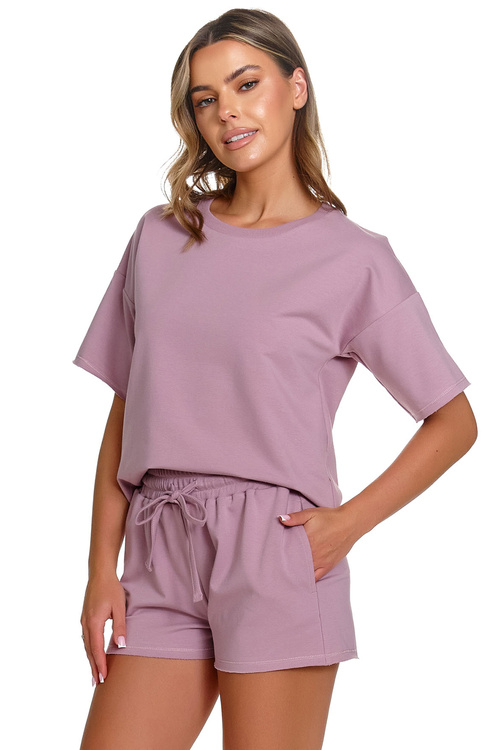 Doctor Nap SET.7450 Nocna komplet top + szorty, misty rose