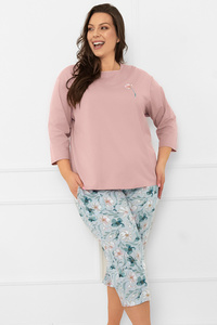 Italian Fashion Perlis r.3/4 sp.3/4 Nocna piżama, róż pudrowy/druk