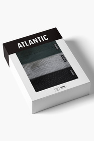 Atlantic 3MH-197 3-pak Majtki bokserki, szmaragdowy/czarny/szary