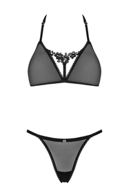 Obsessive Celia Noir 2-pcs set Nocna komplet biustonosz + stringi, czarny